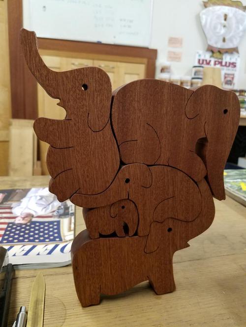 Bill Levine Sapele Elephant Puzzle