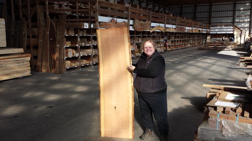 Sue Fiske shows off a lovely Cherry Slab